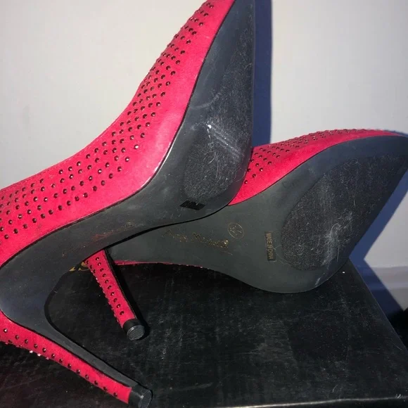 Studded Red Heels - Picture 7 of 8